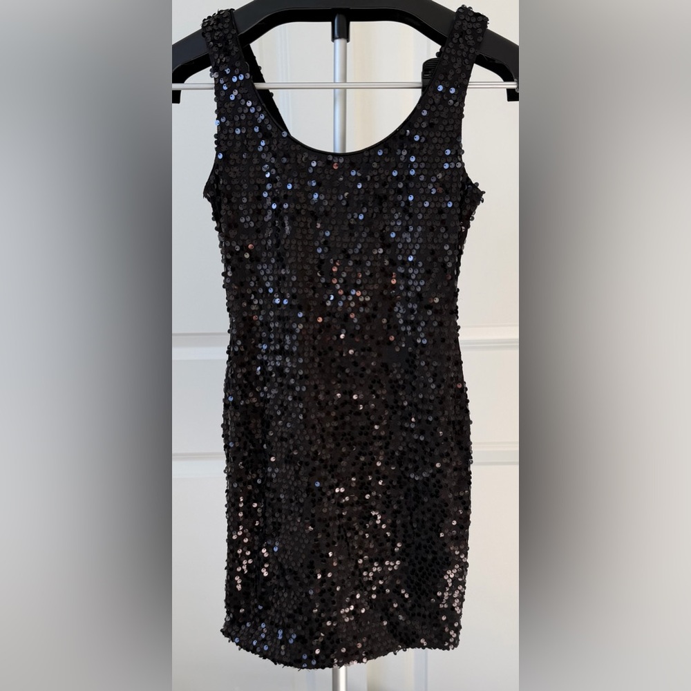 Black Sequin Bodycon Mini Dress Size Small Party Club Dress